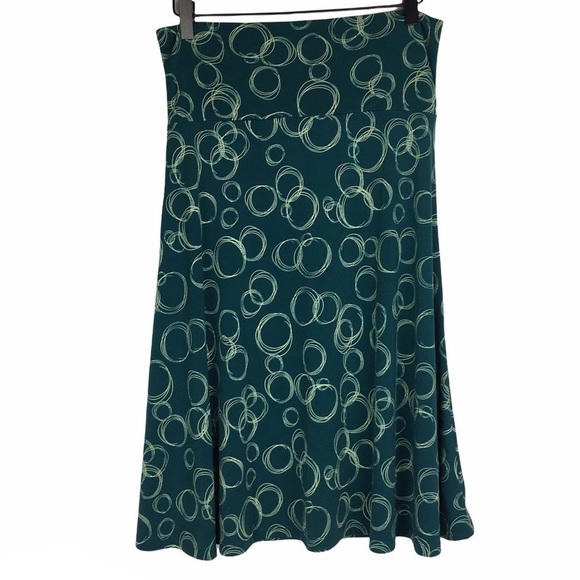 LULAROE Azure Skirt Circles Scribble Print Boho Festival Knee Length Size Medium - Picture 5 of 10